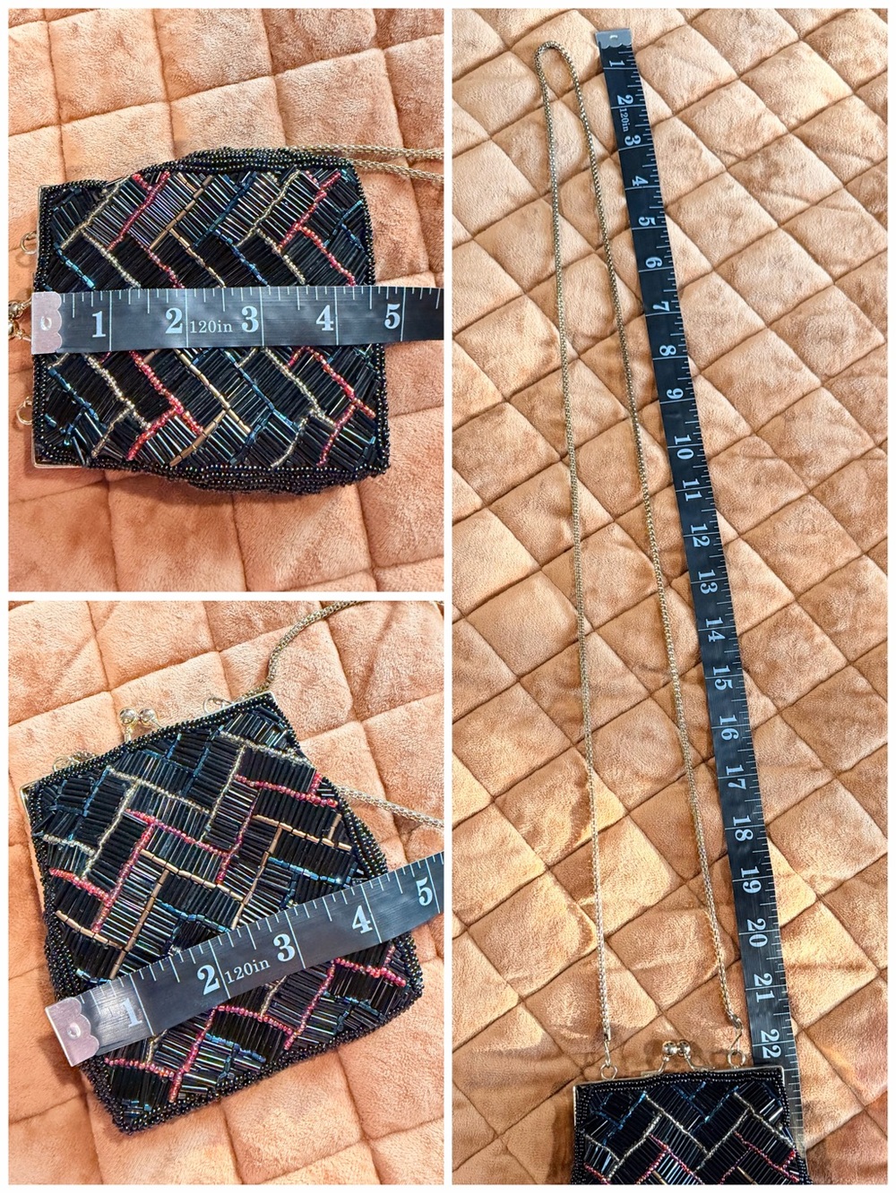 Vintage La Regale Beaded Coin Purse Crossbody Mini Clutch Gatsby Art Deco Formal - Picture 15 of 15